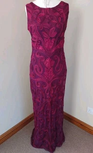 Phase Eight Collection Tapework Dark Red Long Evening Dress 14 Formal Cruise - Picture 1 of 10
