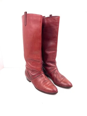 Botas de montar Etienne Aigner para mujer altas de cuero borgoña talla 9M hechas en Brasil Foto 1 de 4