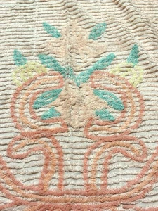 Vintage 1940s Pink Chenille Bedspread w/ Floral Design 96 x 90 - Picture 1 of 6