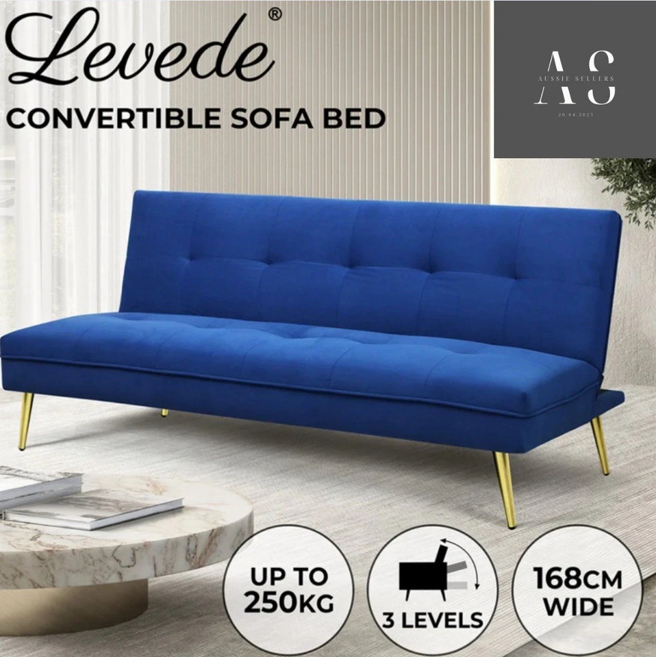 Levede 3 Seater Sofa Bed Convertible Velvet Lounge Adjustable Recliner Couchsoft