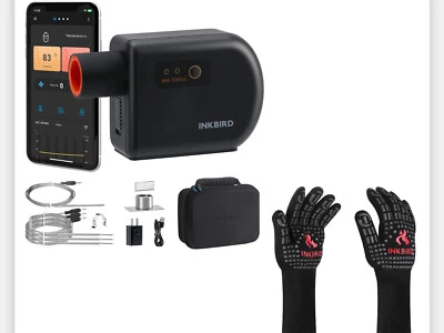 Automatic Smoker Fan Controller Meat Thermometer With BBQ Gloves Oven Mitts USA - Image 1 of 4