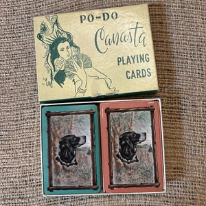 Vintage Playing Cards 2 Decks Spaniel Hunting Dog Po-Do Game Canasta - Picture 1 of 4