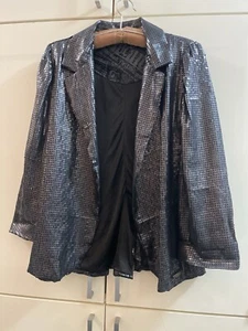 Vintage Rocawear Women's XS Black Sequin Blazer Open Front - Picture 1 of 9