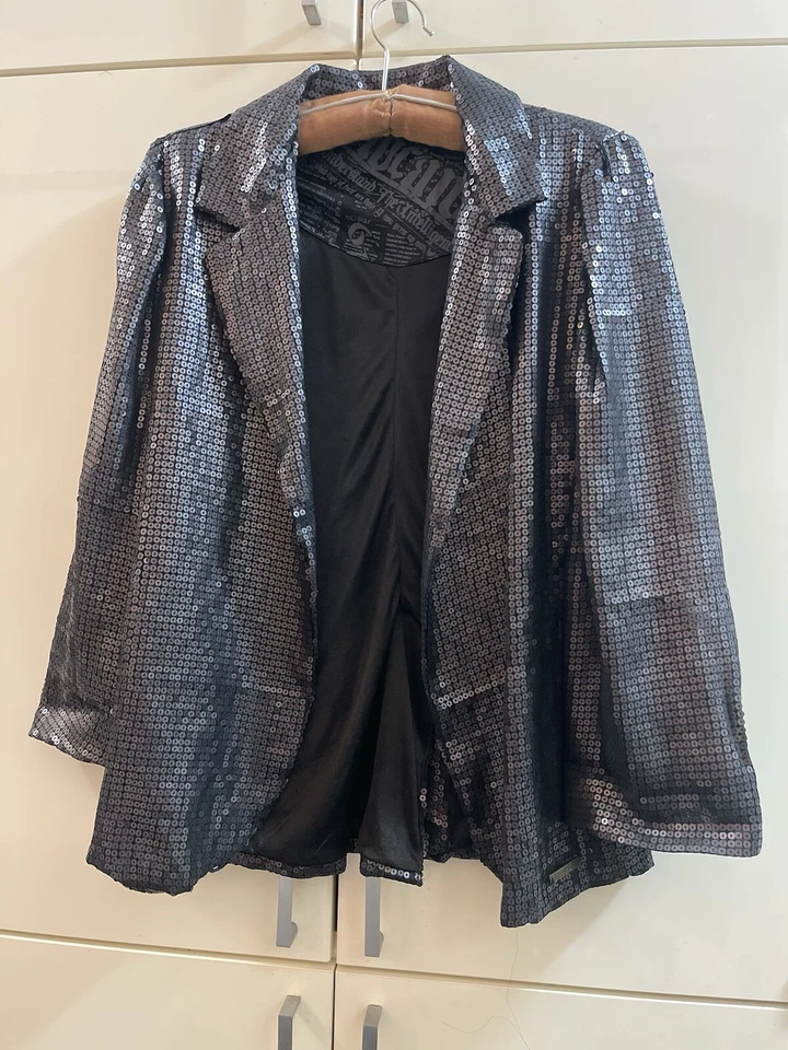 Vintage Rocawear Women's XS Black Sequin Blazer Open Front - Image 1 of 4