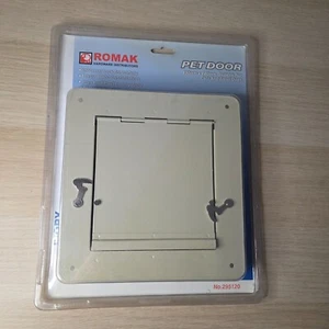 Romak Pet Door Flap Cat Small Dogs Metal Door 150mm x 140 mm Ivory 295120 - Picture 1 of 9