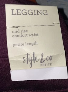 Style & Co PS NWT Women's Pull-On Skinny Elastic Bands Berry Jam Red Leggings 43 - Picture 1 of 2