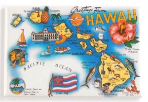 Greetings from Hawaii (Map) FRIDGE MAGNET travel souvenir - Picture 1 of 3