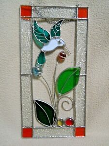 Stained Glass HUMMINGBIRD Suncatcher / Window Panel