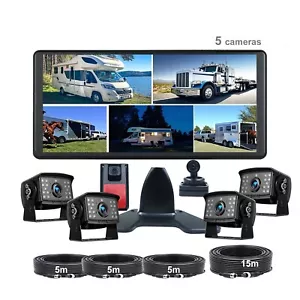 5 Channel 4K RV Backup Camera System 10.36" HD DVR Monitor for Truck Bus Trailer - Picture 1 of 12