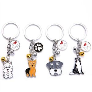 Animal Bell Enamel Teddy Dog Dog Keychain Pet Keychain Pet Keyring Dog Pendant