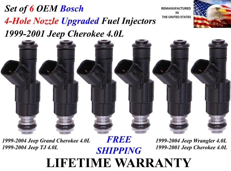 ✅OEM Bosch 6x Fuel Injectors for 1999-2004 Jeep Grand Cherokee 4.0L  0280155784 - Image 1 of 1