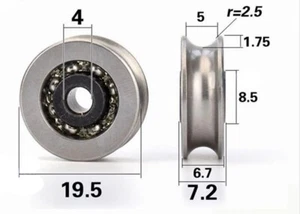4mm Bore Bearing with 19.5mm Pulley U Groove Track Roller Bearing - Picture 1 of 1