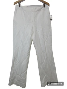Sz 8 NWT Nine West FLARED White Linen Blend Pants Career Casual Lined Women's - Picture 1 of 16