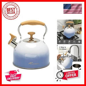 304Stainless Steel Whistling Tea Kettle - 2.2L Stove Top Teapot Coffee Pot - Picture 1 of 6