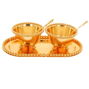 Metal Serving Bowl Set Tray Spoon Nuts Dry Fruit Candy Mouth Freshener Mukhwas - Picture 1 of 8