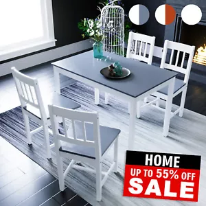 ELEGANT Dining Table and 4 Chairs Set Grey Quality Wooden Home Kitchen Furniture - Picture 1 of 9