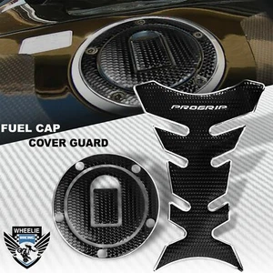 CHROME SILVER&BLACK PRO GRIP TANK PAD+GAS CAP COVER 04-05 NINJA ZX-10R/6R/9R/ZZR - Picture 1 of 9