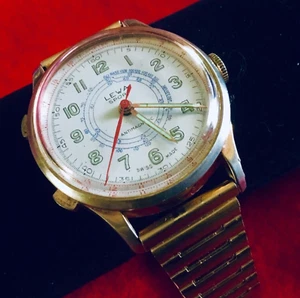 Antique LEWA SPORT Telemeter Swiss Chronograph De-Luxe Men’s Wrist Watch - Picture 1 of 8