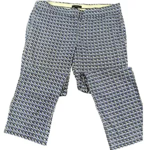 Pantalones al Tobillo J.Crew Estampado Geométrico Azul Negro Blanco Talla 8 - Imagen 1 de 6