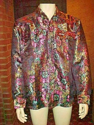 NWOT MENS VERY RARE BOB BERG WESTERN IRIDESCENT SILK SHIRT 2 POCKETS  XLG. SLIM - Image 1 of 4