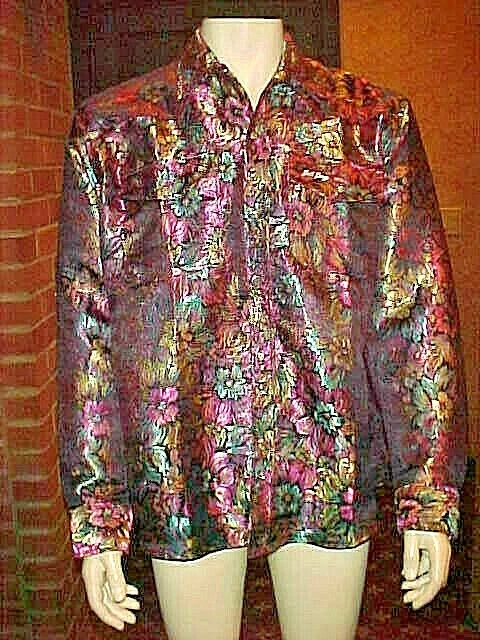 NWOT MENS VERY RARE BOB BERG WESTERN IRIDESCENT SILK SHIRT 2 POCKETS  XLG. SLIM - Image 1 of 4