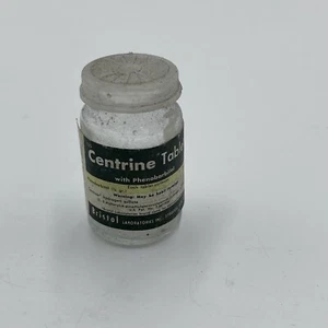 Centrine Phenobarbital Bottle 1.75" Bristol Labs EMPTY - Picture 1 of 5