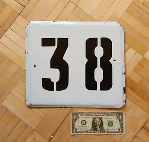 Vintage Soviet Metal Enamel Street Sign Number Plate № 38 PLAQUE USSR Porcelain - Picture 1 of 12