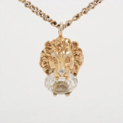 Auténtico Collar GUCCI Era Michele Cabeza de León GP × Diamantes de Imitación Dorado Como Está Foto 1 de 4