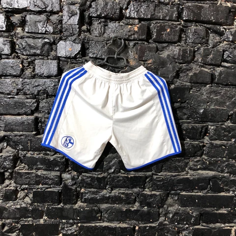 FC Schalke 04 Home Football Shorts White Blue Adidas Young Size L Cover