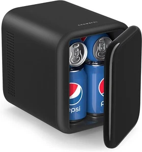 CROWNFUL Mini Fridge, 4 Liter/6 Cans Portable Skincare Fridge,Black - Picture 1 of 9