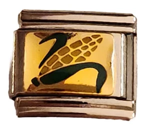 Maisohr auf dem Kolben Essen Stiel italienischer Charm 9 mm Armband Link - Bild 1 von 1