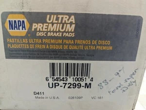 NEW NAPA UP-7299-M E-450 ECONOLINE SUPER DUTY F53 Disc Brake Pad Set - Foto 1 di 2
