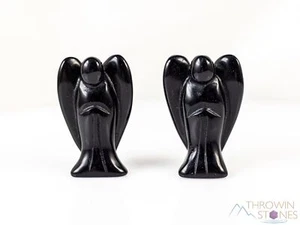 Ángel de cristal OBSIDIANA negro, estatuilla de ángel de la guarda curativa, decoración del hogar, E1359 - Imagen 1 de 10