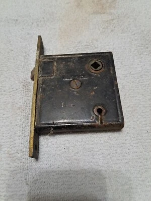 M&W Pat. Cerradura de mortaja antigua de hierro fundido 19 de octubre de 1869 sin restaurar Foto 1 de 4