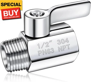 Shower Head Shut Off Valve 304 Stainless Steel Mini Ball Valve(1/2" Female X Mal - Picture 1 of 7