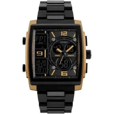 SPORTY TRENDY BLACK WITH GOLD TRIM  MEN'S SKMEI MODEL 1274 WRISTWATCH - Image 1 of 4
