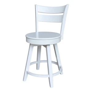 Sara Soild Wood Counter Height Stool with Swivel Seat in White - Picture 1 of 10