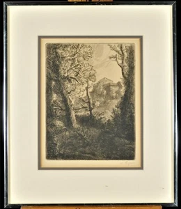 Etching & Drypoint on paper, “Paysage”, Alphonse Legros, 1890’s, Signed - Picture 1 of 4