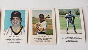 Rare! 1982 Milw. Brewers MPD Cards Paul Molitor 1st Set Printed Plus 1983 & 1984