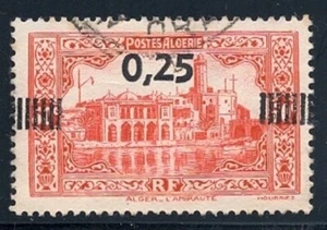 ALGERIA #122 25c on 50c Admiralty Building Algerie USED VF HR P13 By Hand 1938 - Picture 1 of 2