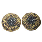 Amazing Large Chunky Gold & Silver Tone Button Clip On Earrings - Made in France