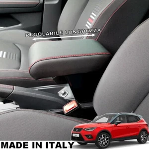 Bracciolo regolabile SEAT ARONA + IBIZA nero + CUCITURE ROSSE - PROMO accoudoir - Afbeelding 1 van 6