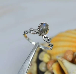 Natural Labradorite Gemstone Ring,925 Sterling Silver Ring,Gift,All Sizes 3 to14 - Picture 1 of 8