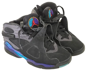 2015 NIKE AIR JORDAN RETRO BLACK AQUA 8 VIII 305381-025 CONCORD GRAPE 9.5 CLEAN! - Picture 1 of 14