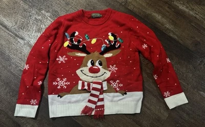 Suéter Feo de Vacaciones Suéter Rudolph Talla Grande Rojo Nariz Reno Foto 1 de 3