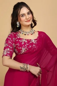 Sari Bluse Rosa Bollywood Sari Designer Saree Partywear Hochzeit Indien Sarees - Bild 1 von 7
