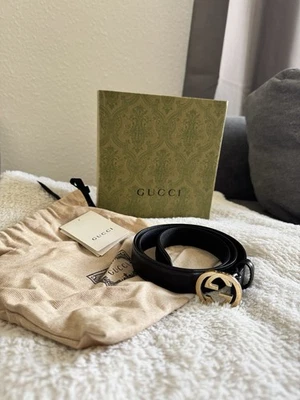 Gucci Gürtel GG schwarz Gold - Größe 80 Damen - Bild 1 von 4