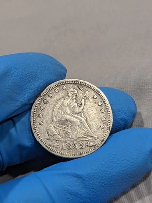 1853 Seated Liberty Quarter Arrows And Rays Nice XF Coin - Image 1 of 2