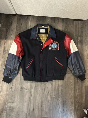 Vintage Polaris Snowmobiles International Leather Wool Varsity Jacket Men’s XL - Image 1 of 4