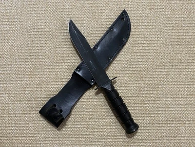 Camillus New York USA Stacked Leather 5684BMarine Combat Fixed Blade Knife - Image 1 of 4